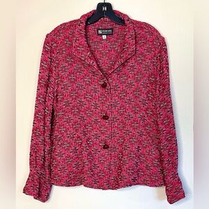 Arlene Wohl Hand Woven Art-to-Wear Pink Black Geometric Jacket Medium